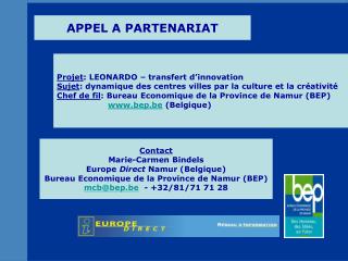 APPEL A PARTENARIAT