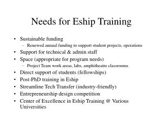 Needs for Eship Training