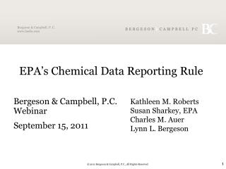 EPA’s Chemical Data Reporting Rule