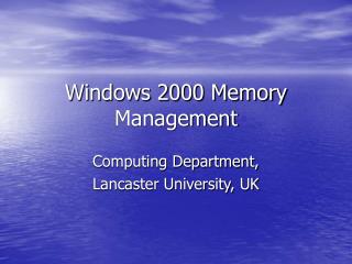 Windows 2000 Memory Management