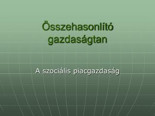 Összehasonlító gazdaságtan