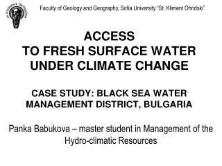 Panka Babukova – master student in Management of the Hydro-climatic Resources