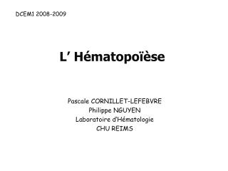 L’ Hématopoïèse