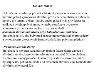 Užívání staveb