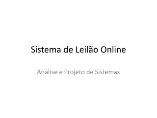 Sistema de Leilão Online