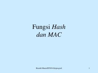 Fungsi Hash dan MAC