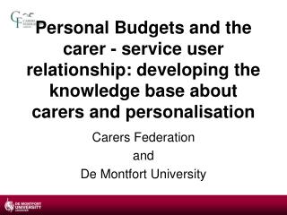 Carers Federation and De Montfort University