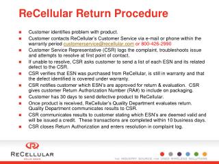 ReCellular Return Procedure