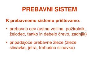 PREBAVNI SISTEM