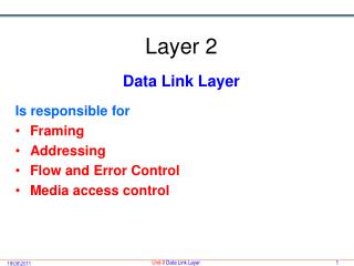 Layer 2 Data Link Layer