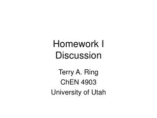 Homework I Discussion
