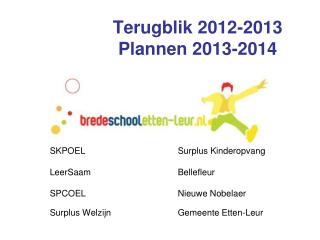 Terugblik 2012-2013 Plannen 2013-2014