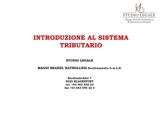 INTRODUZIONE AL SISTEMA TRIBUTARIO