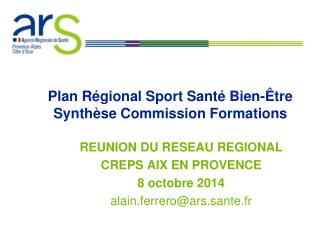 Plan Régional Sport Santé Bien-Être Synthèse Commission Formations