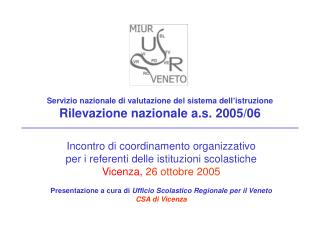 Servizio nazionale di valutazione del sistema dell’istruzione Rilevazione nazionale a.s. 2005/06