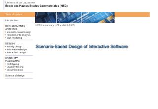 HEC Lausanne &gt; HCI &gt; March 2005