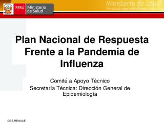 Plan Nacional de Respuesta Frente a la Pandemia de Influenza