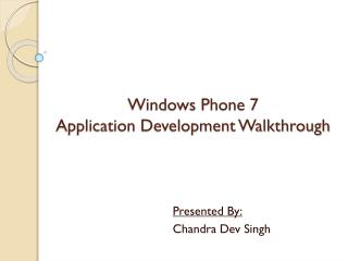 Windows Phone 7 Application Development Walkthrough