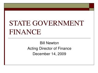 STATE GOVERNMENT FINANCE