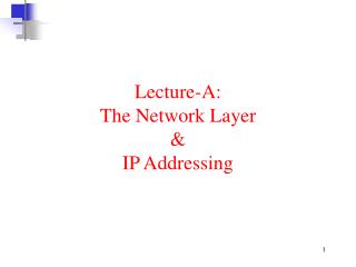 Lecture-A: The Network Layer &amp; IP Addressing