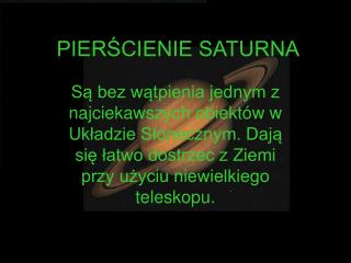 PIERŚCIENIE SATURNA