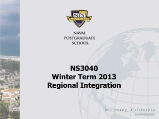 NS3040 Winter Term 2013 Regional Integration