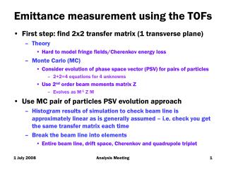 Emittance measurement using the TOFs