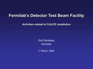 Fermilab’s Detector Test Beam Facility Activities related to CALICE installation