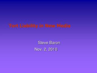 Tort Liability in New Media