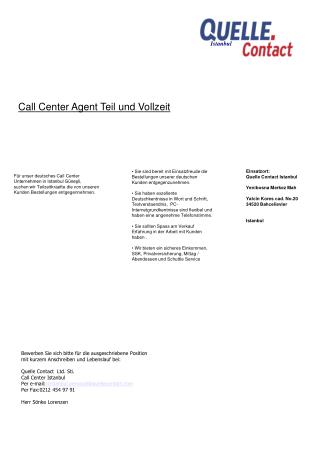 Call Center Agent Teil und Vollzeit