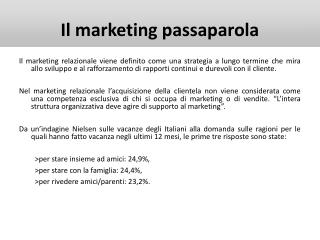 Il marketing passaparola