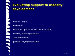 Evaluating support to capacity development