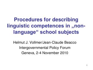 Procedures for describing linguistic competences in „non-language“ school subjects