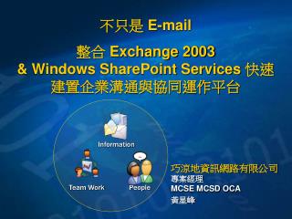 不只是 E-mail 整合 Exchange 2003 &amp; Windows SharePoint Services 快速建置企業溝通與協同運作平台