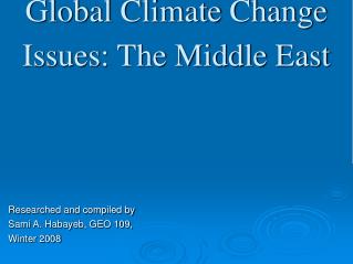 Global Climate Change Issues: The Middle East