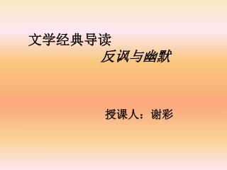 文学经典导读 反讽与幽默