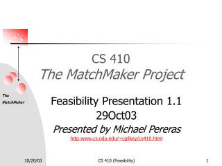 CS 410 The MatchMaker Project