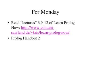 For Monday