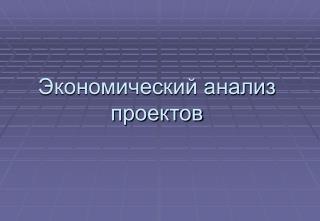 Экономический анализ проектов