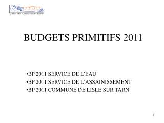 BUDGETS PRIMITIFS 2011