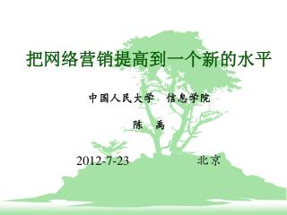 把网络营销提高到一个新的水平 中国人民大学 信息学院 陈 禹 2012-7-23 北京
