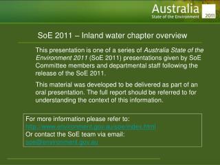SoE 2011 – Inland water chapter overview