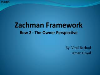 Zachman Framework Row 2 : The Owner Perspective