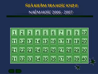 ÑEÀ KIEÅM TRA HOÏC KYØ II NAÊM HOÏC 2006 - 2007