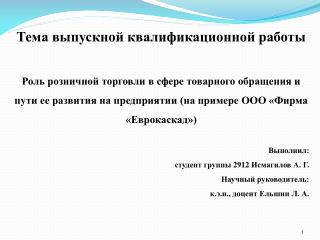 Тема выпускной квалификационной работы