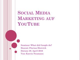 Social Media Marketing auf YouTube