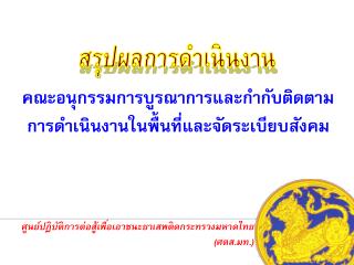 คณะอนุกรรมการบูรณาการและกำกับติดตาม การดำเนินงานในพื้นที่และจัดระเบียบสังคม