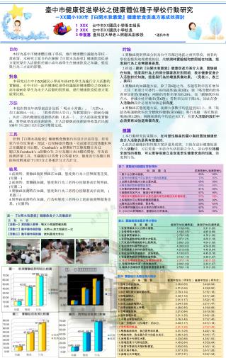 臺中市健康促進學校之健康體位種子學校行動研究 －XX國小100年『白開水我最愛』健康飲食促進方案成效探討