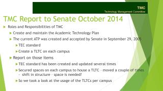 TMC Report to Senate October 2014