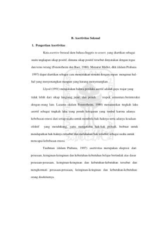 B. Asertivitas Seksual 	1. Pengertian Asertivitas